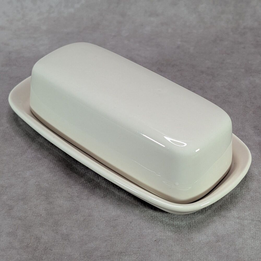 Vintage Corning 81-TY Almond Cream Covered Butter Dish Microwavable USA Made